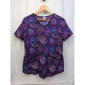 Disney Villains Scrubstar Women's Glow Cruella Hades Maleficent Ursula Scrub Top